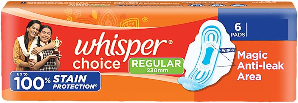Whisper Choice XL 280mm Pads Pack of 6+1 Free MRP 42 