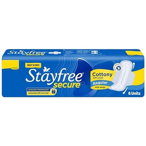 Stayfree Secure Regular With Wings Leak Lock Pads Pack of 6 MRP 37