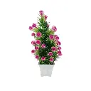 Square Flower Pot White With Violet Spike Flowers 30 cm