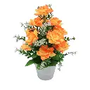 Round Flower Pot White With Open Roses And White Buds