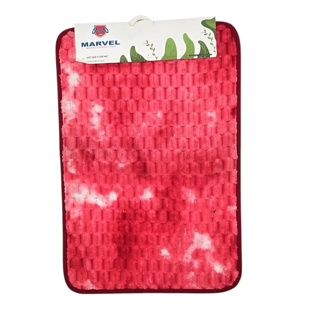 Marvel Home Rabbit Fur Anti Skid Square Design Floor Mat 