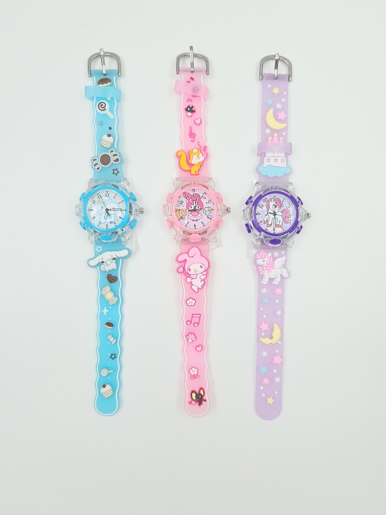 Cartoon Themed Transparent Strap Watch With Lights