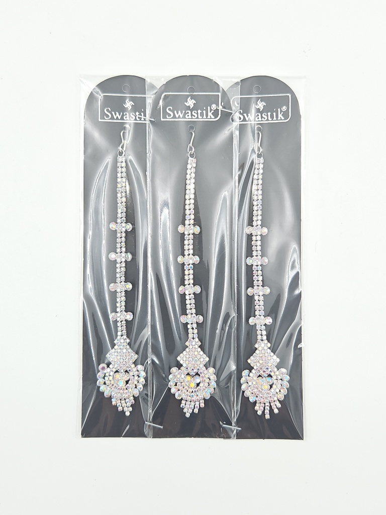 Swastik Silver Stone Hanging Bridal Chutty 