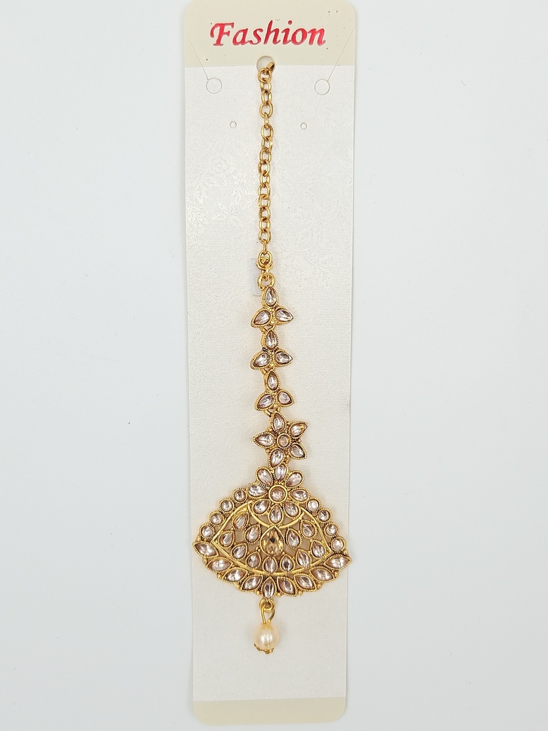 [IX2405505] Fashion Heavy Golden Stone Floral Design Bridal Chutty 