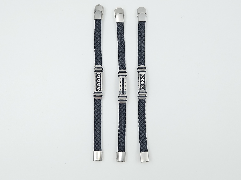 Gents Leather Braided Hand Band With Steel 