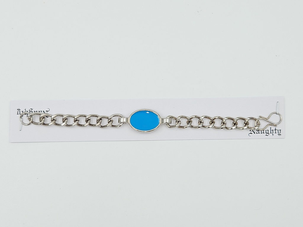 Gents Metallic Heavy Oval Blue Bracelet
