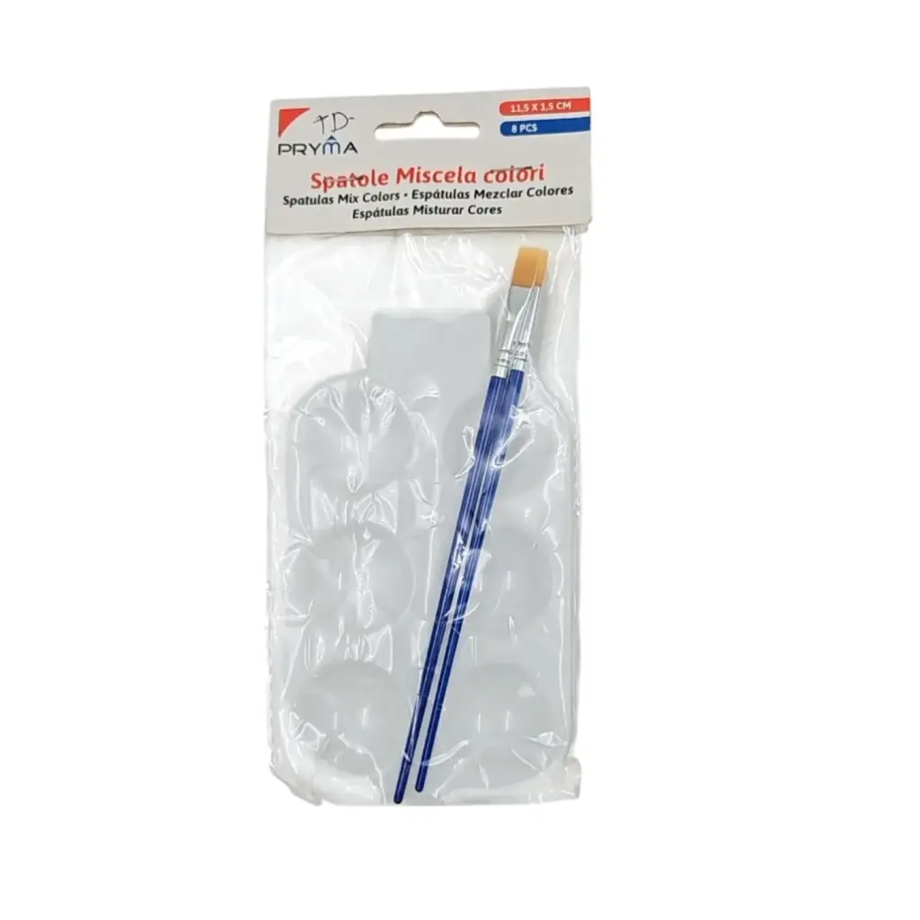 [IX2405545] Color Mixing Pallette Square With Pointed & Flat Brushes