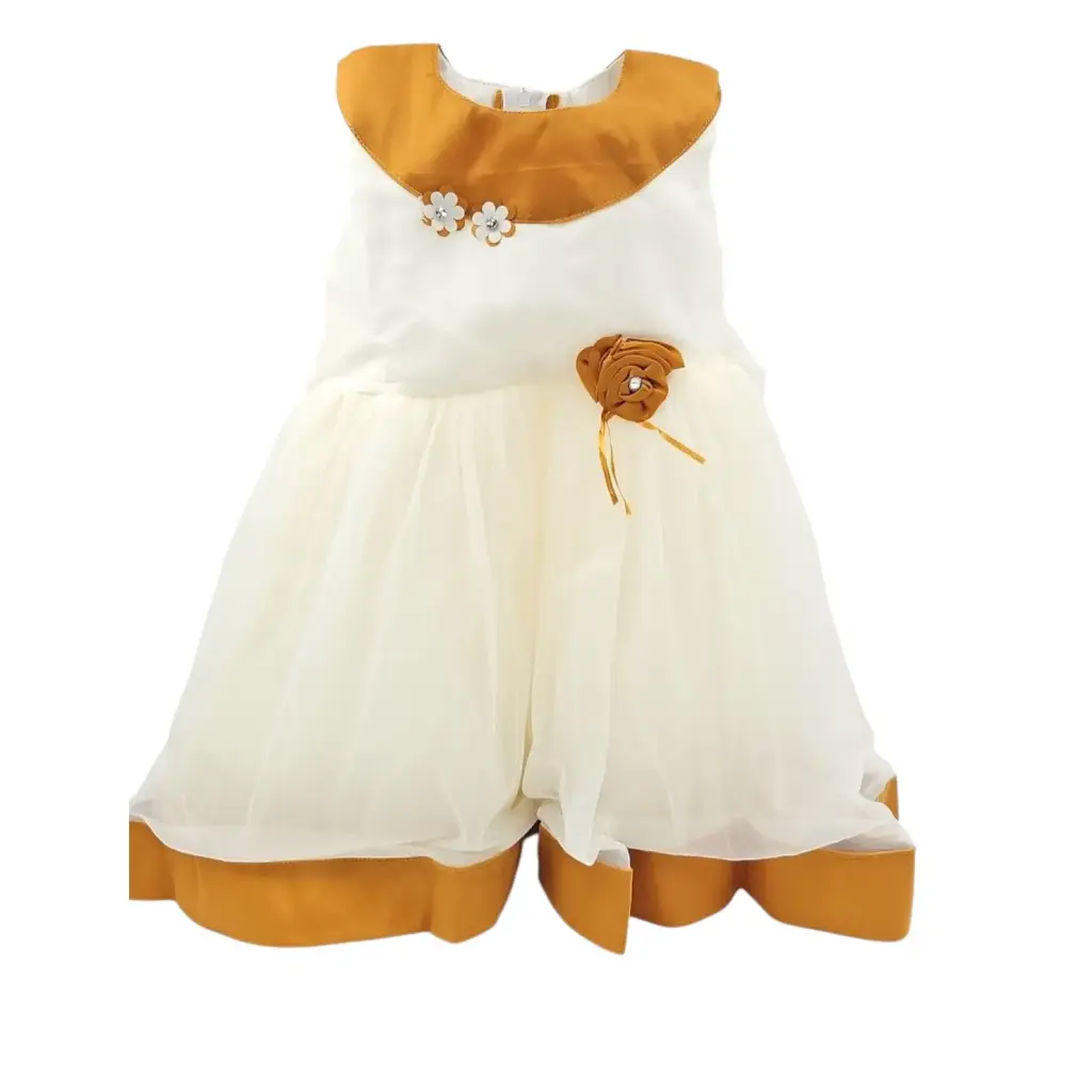 G Fast Off White & Kasavu Frock