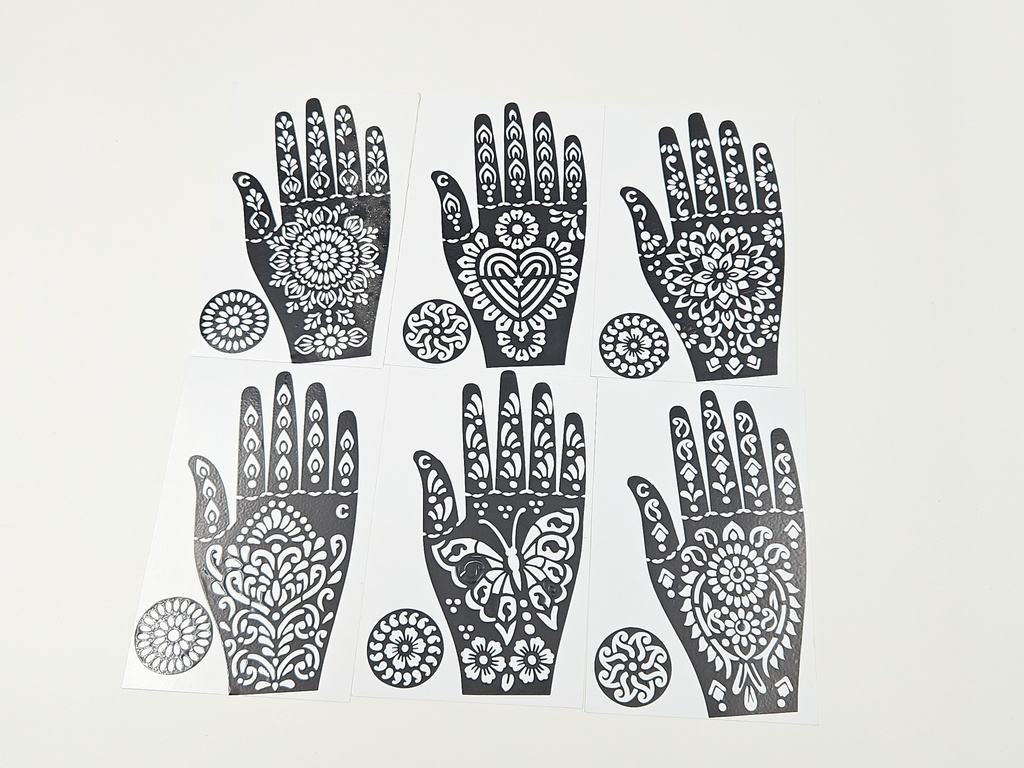 Reusable Sticker For Mehandi Hand Design  With Round Design