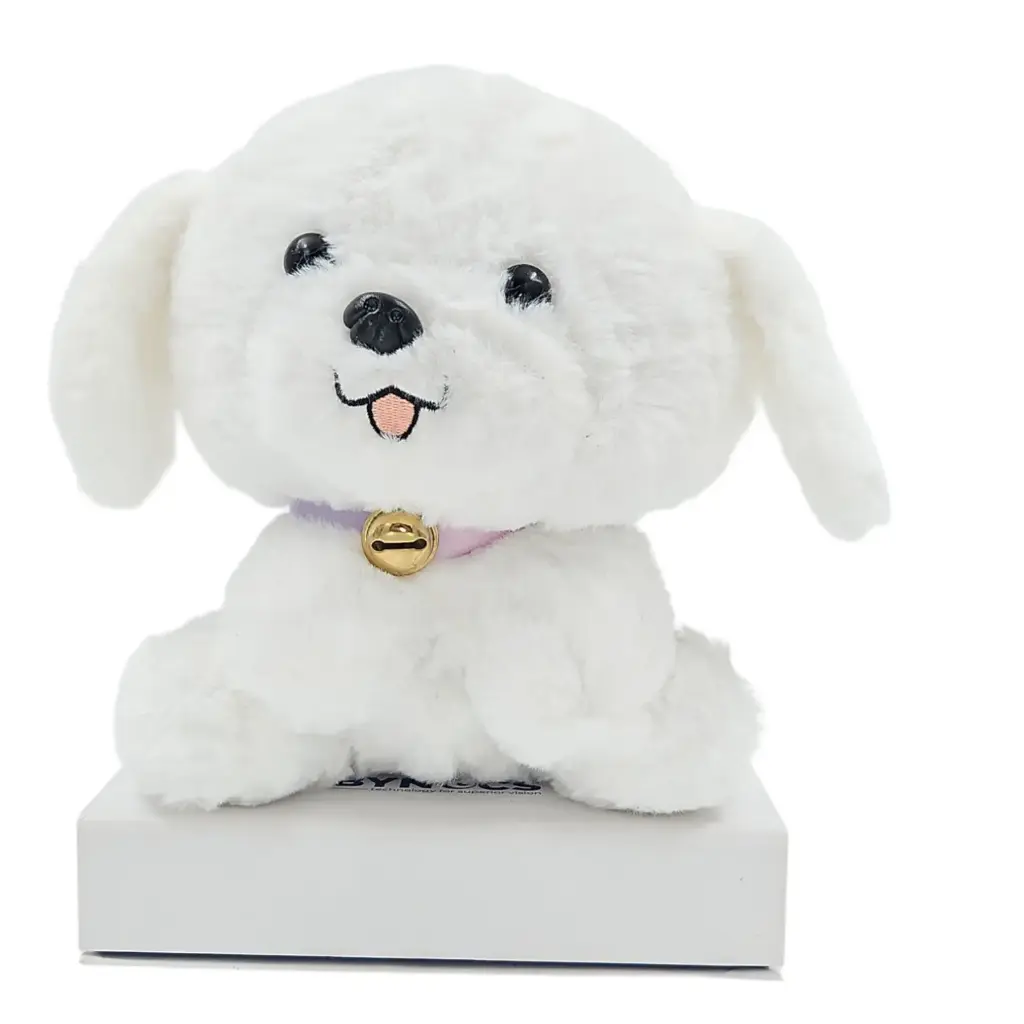 [IX2405802] Lumo Stuffed Soft Toy White Puppy With Bell 