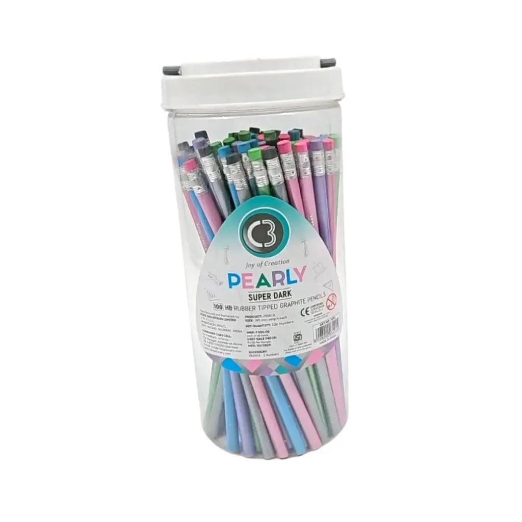 Pearly Super Dark HB Rubber Tip Graphite Pencil 1's
