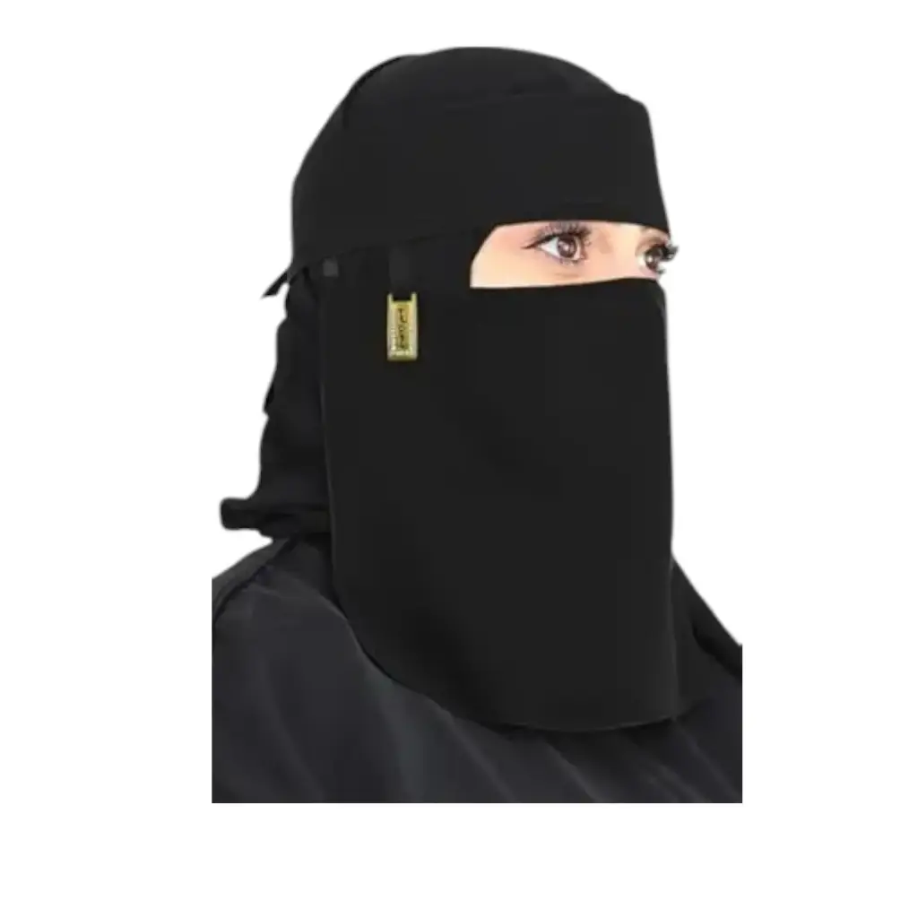 [IX2406147] Canvas Niqab With Golden Hanging Tussle