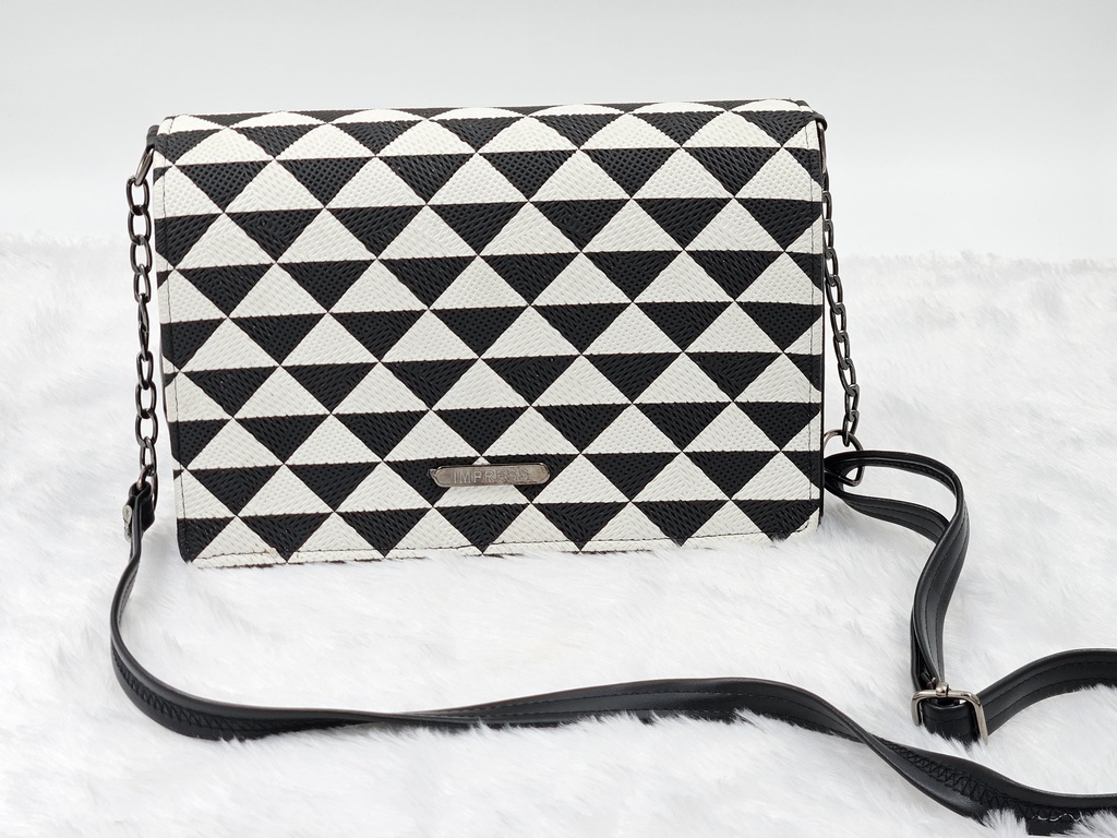 Impress Black & White Check Women Sling Bag 