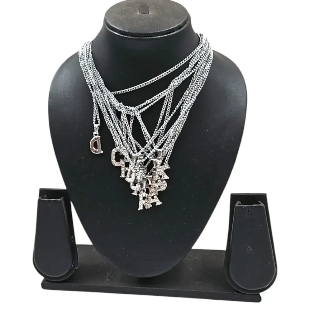 Silver Chains With Letter Locket