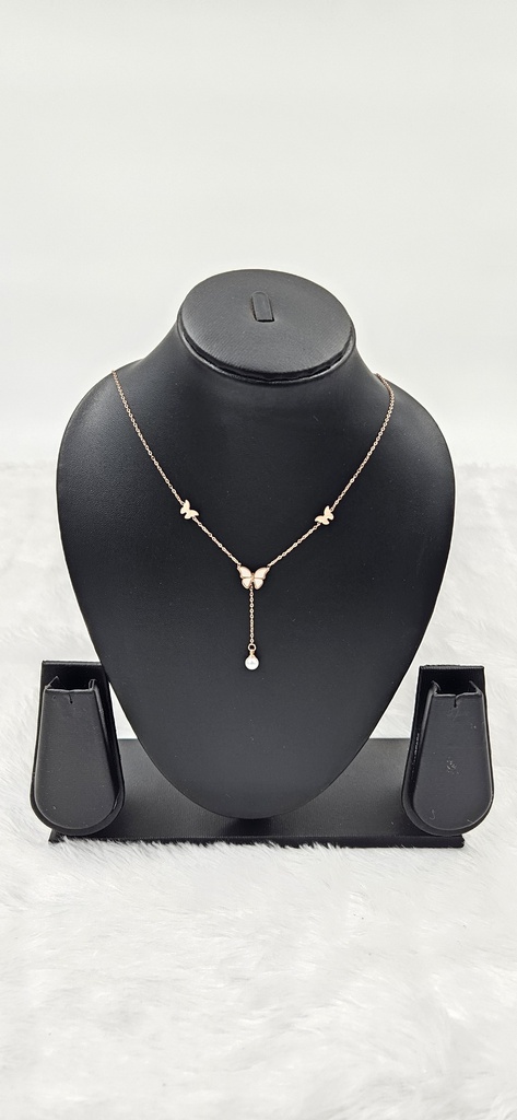 [IX2406432] SO White Locket Rose Gold Chain With Beads