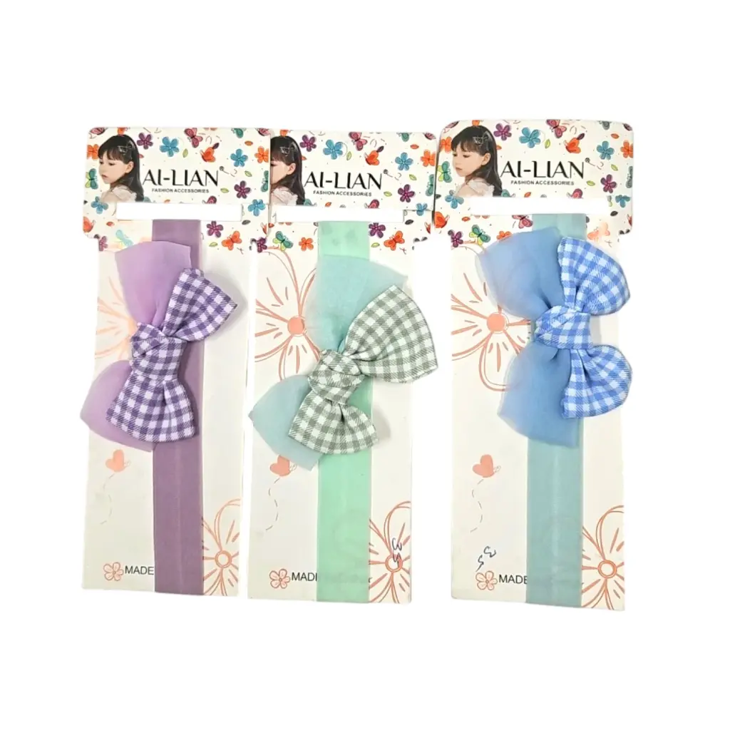 Al Lian Kids Cloth Hair Band With Checked Bow