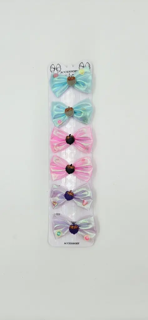 Glittered Cloth Hair Tik Tik With Miniature Fruits