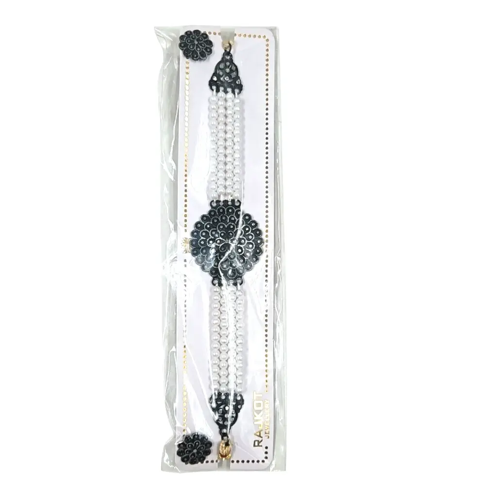 [IX2406494] Rajkot White Stone Chocker With Antique Locket