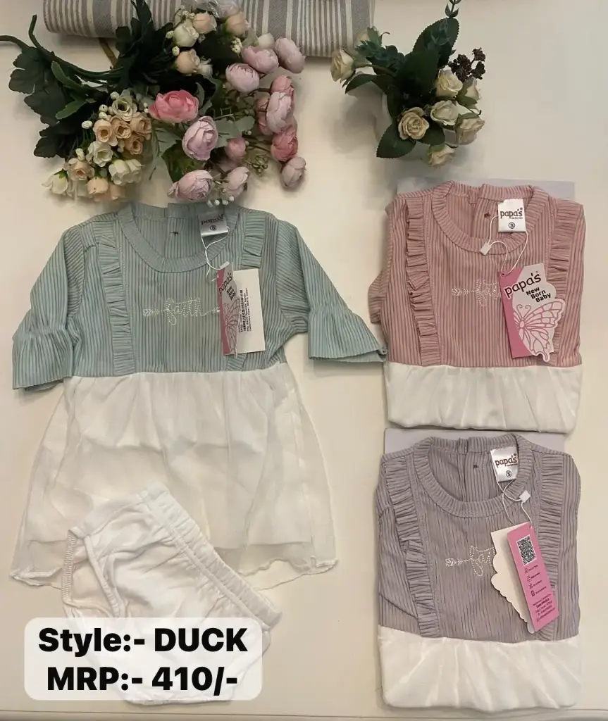 [IX2406684] Papa's Duck New Born Net Frock With Panties