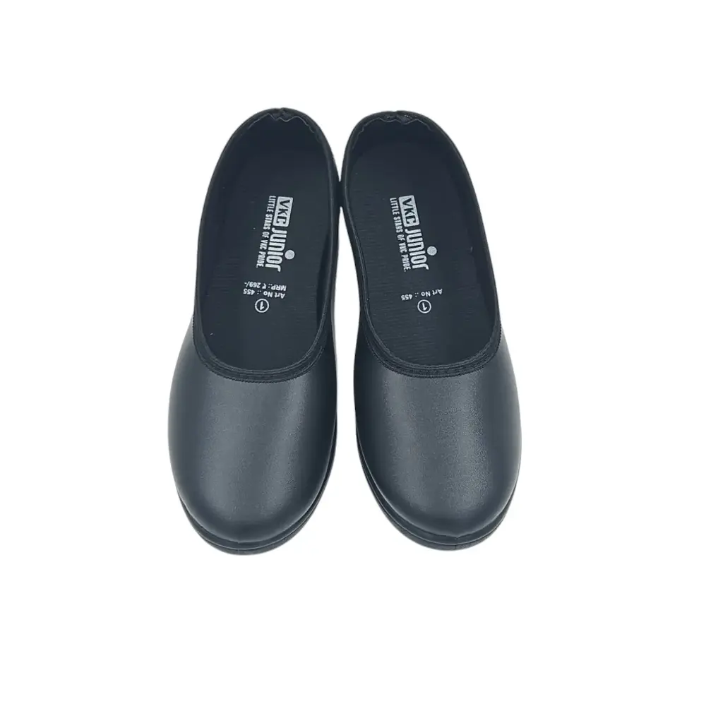VKC Junior Girls Black  Plain School Shoes Small