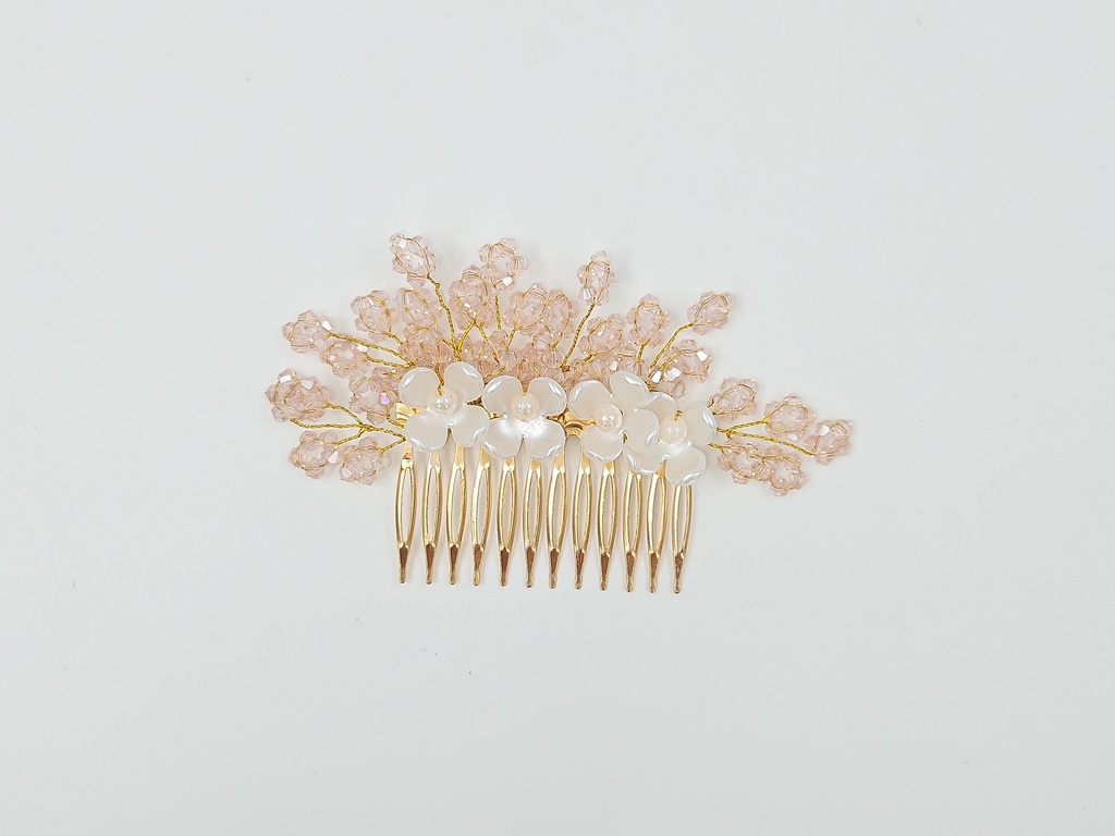 [IX2500229] Crystal Flower Hair Broach Tiara With Metal Clip 