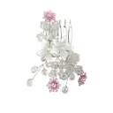Simple Silver Flower Hair Broach Tiara Small 