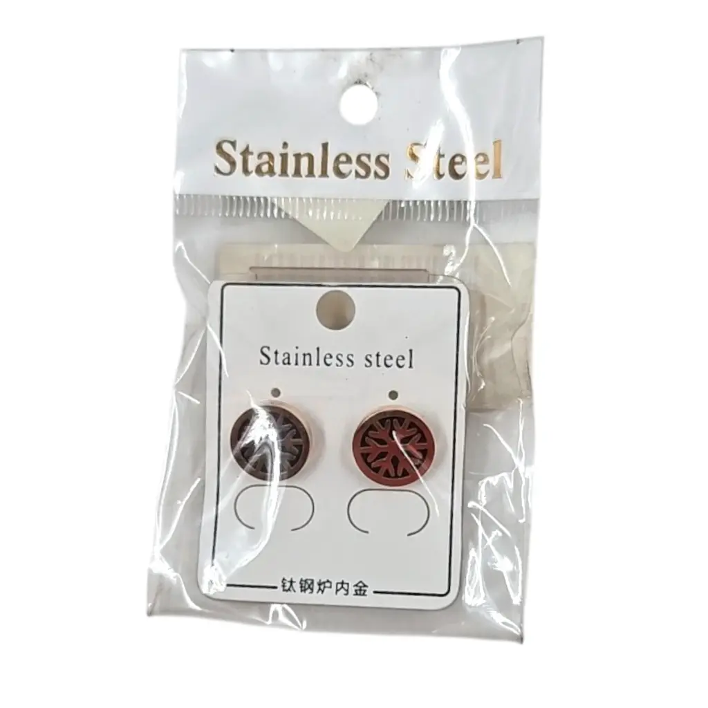 Stainless Steel Rose Gold Round Earring