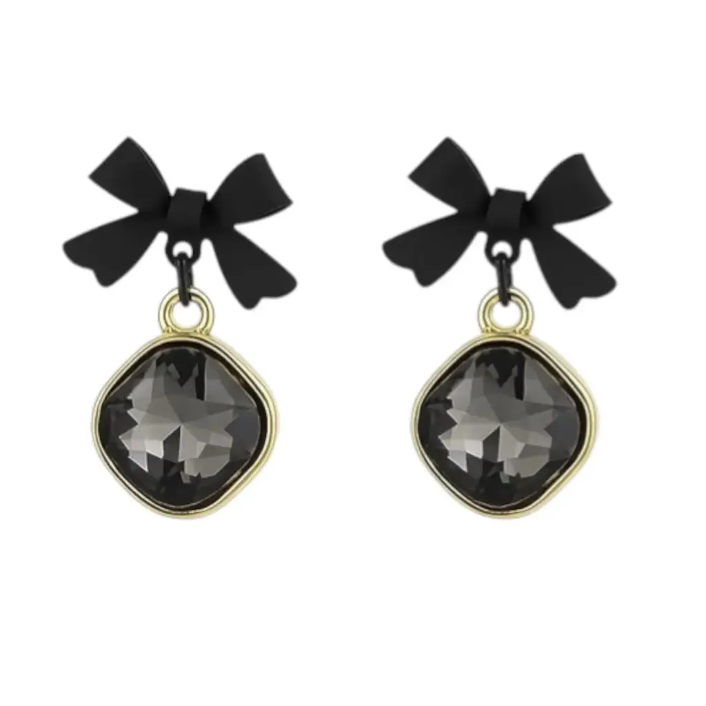 Bow With Stone Earring