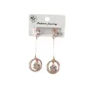 Hanging White Stone In Ring Ball Earring 