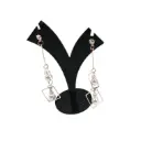 White Beads Hanging Metal Earring