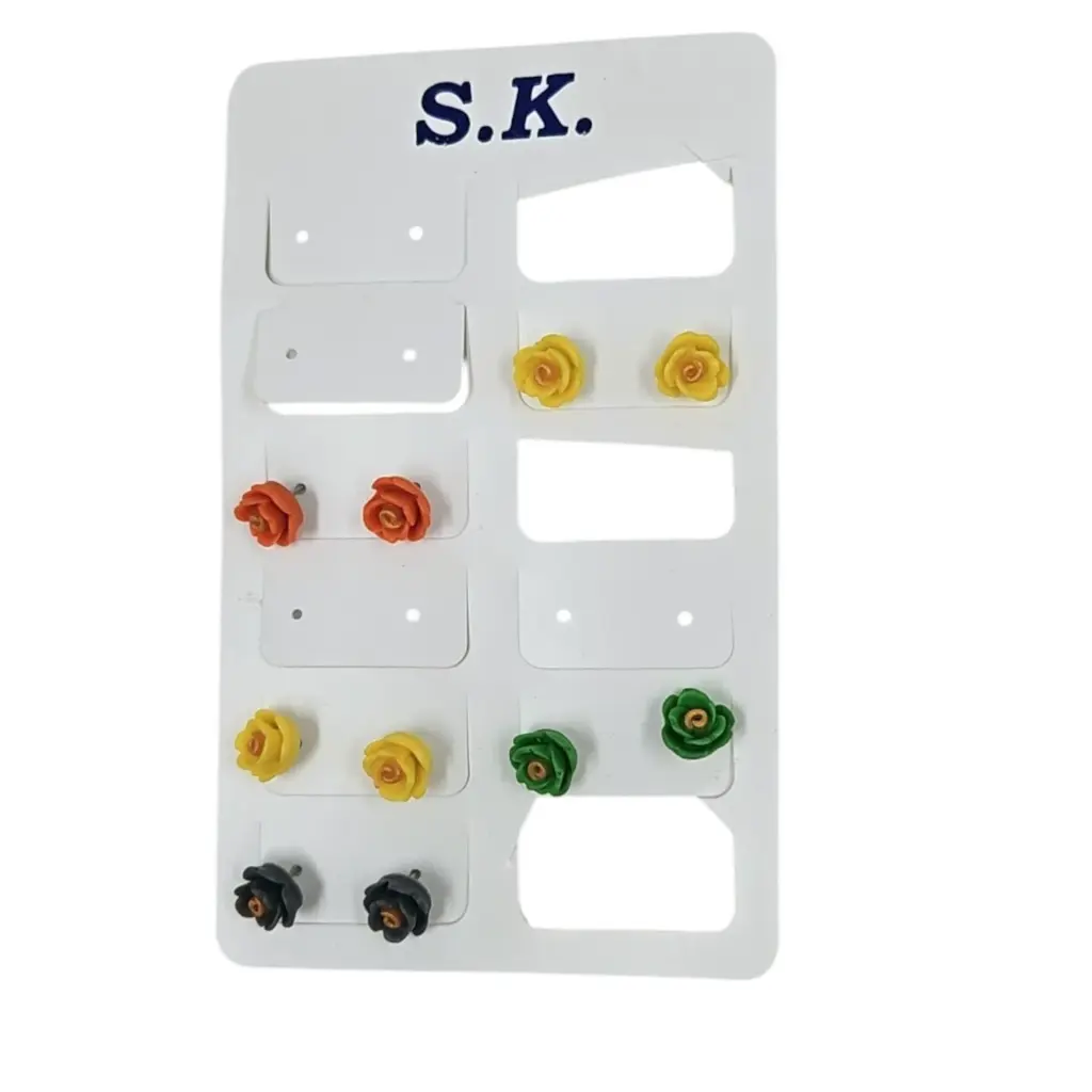 Multi Color Rose Stud Earring