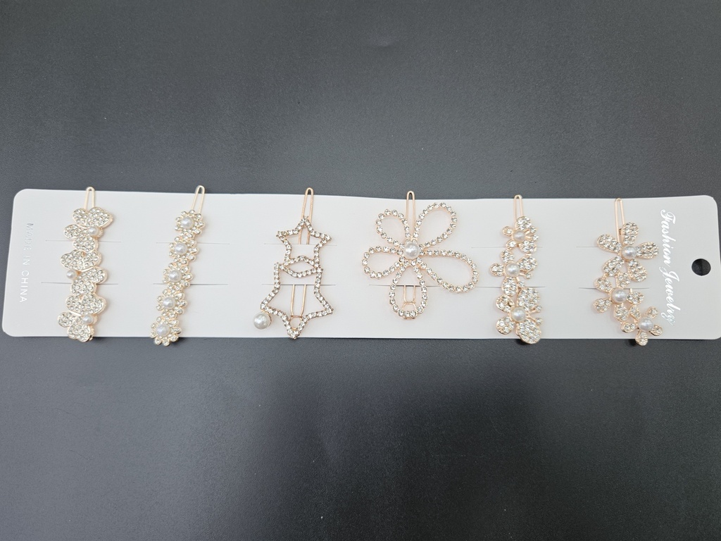 [IX2500314] Premium Bridal Rose Gold Hair Pins With White Beads