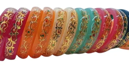 [IX2500440] Fiber Bangles With Golden Design