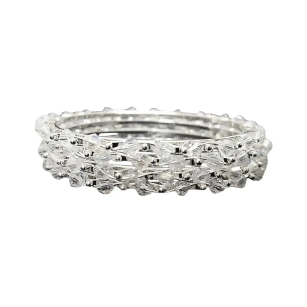 Silver Color Bangles With White Stone