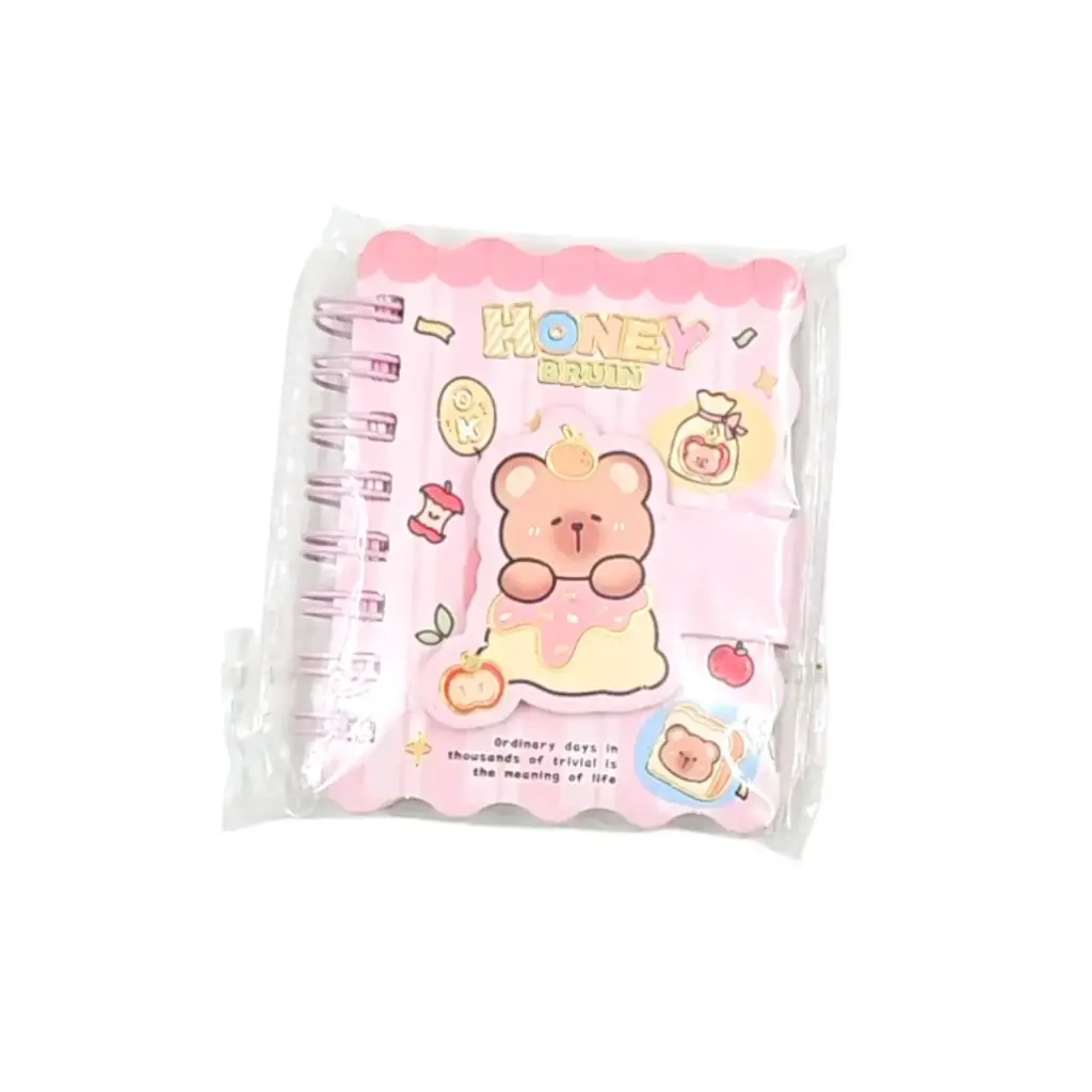 Honey Bruin Spiral Mini Diary With Sticky Lock