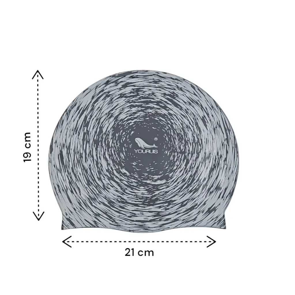 [IX2500775] Youruis Printed Swimming Cap  (Black)