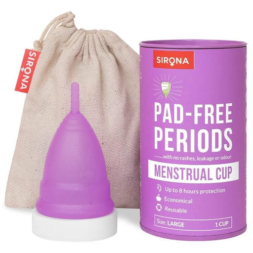 Sirona Reusable Silicone Menstrual Cup For Women Large Size With Pouch 