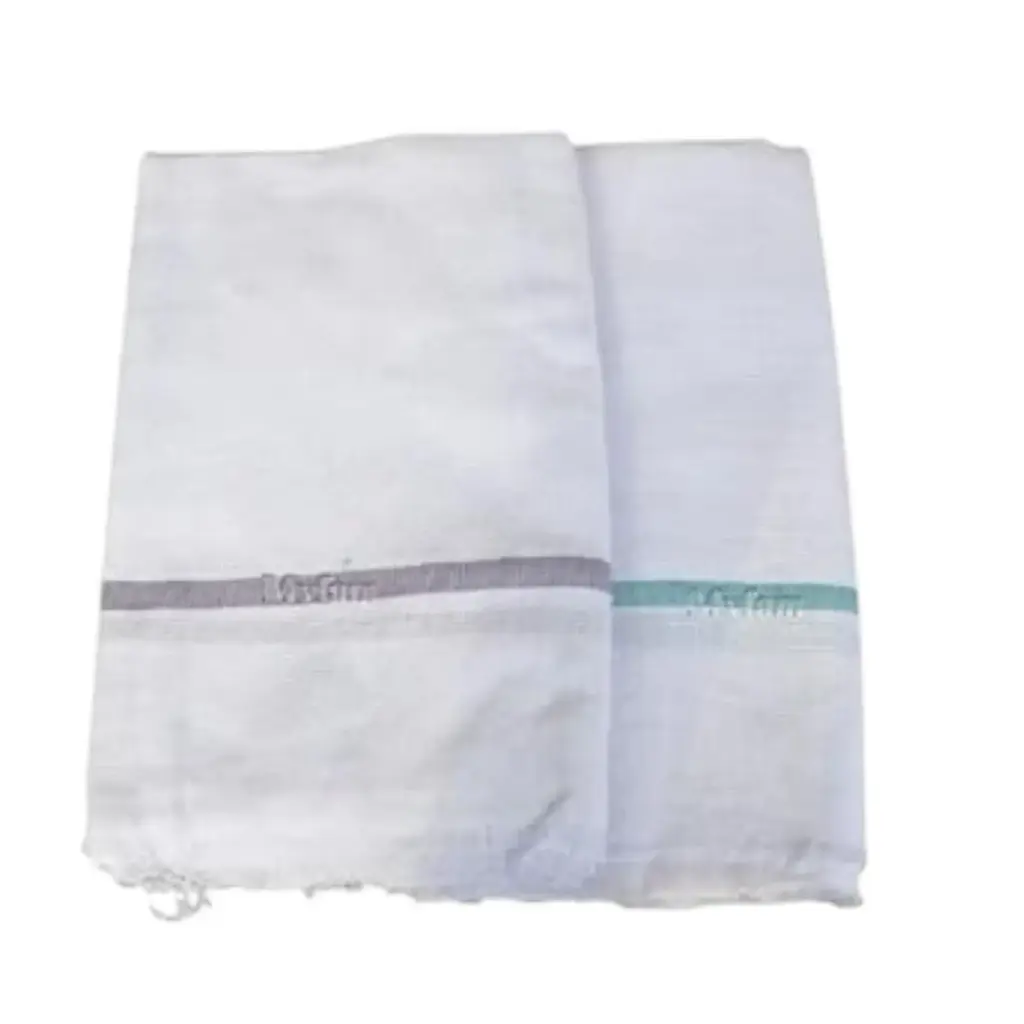 [IX2500808]  White Cotton Thorth With Boarder Thick 70 X 140 cm