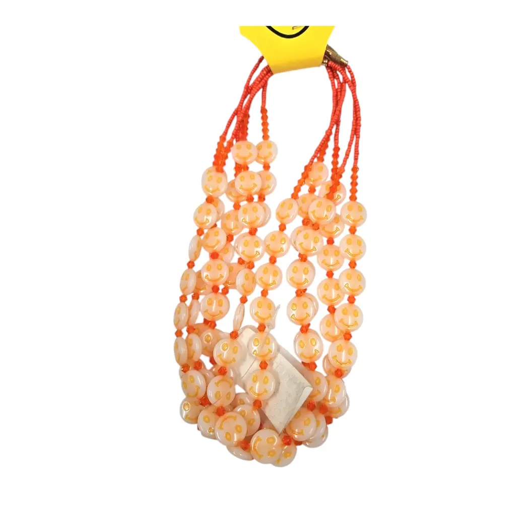 [IX2500893] Muthu Mala Orange Smiley Beads