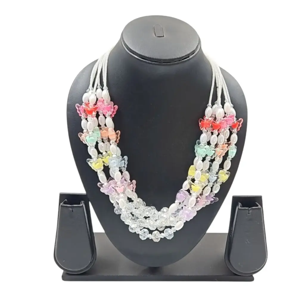 [IX2500895] Colored Butterfly Beads White Muthu Mala