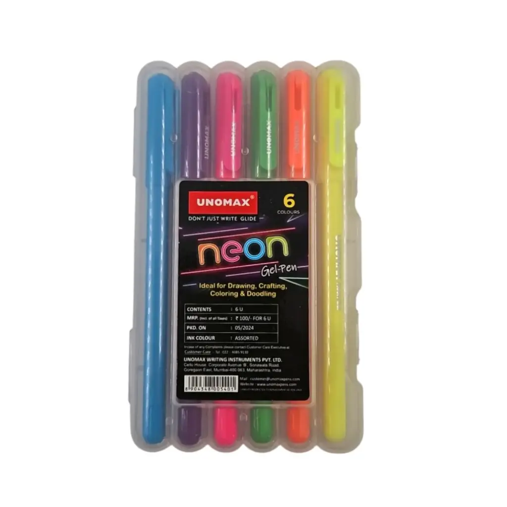 UNOMAX Neon Gel-Pen 6 Colours
