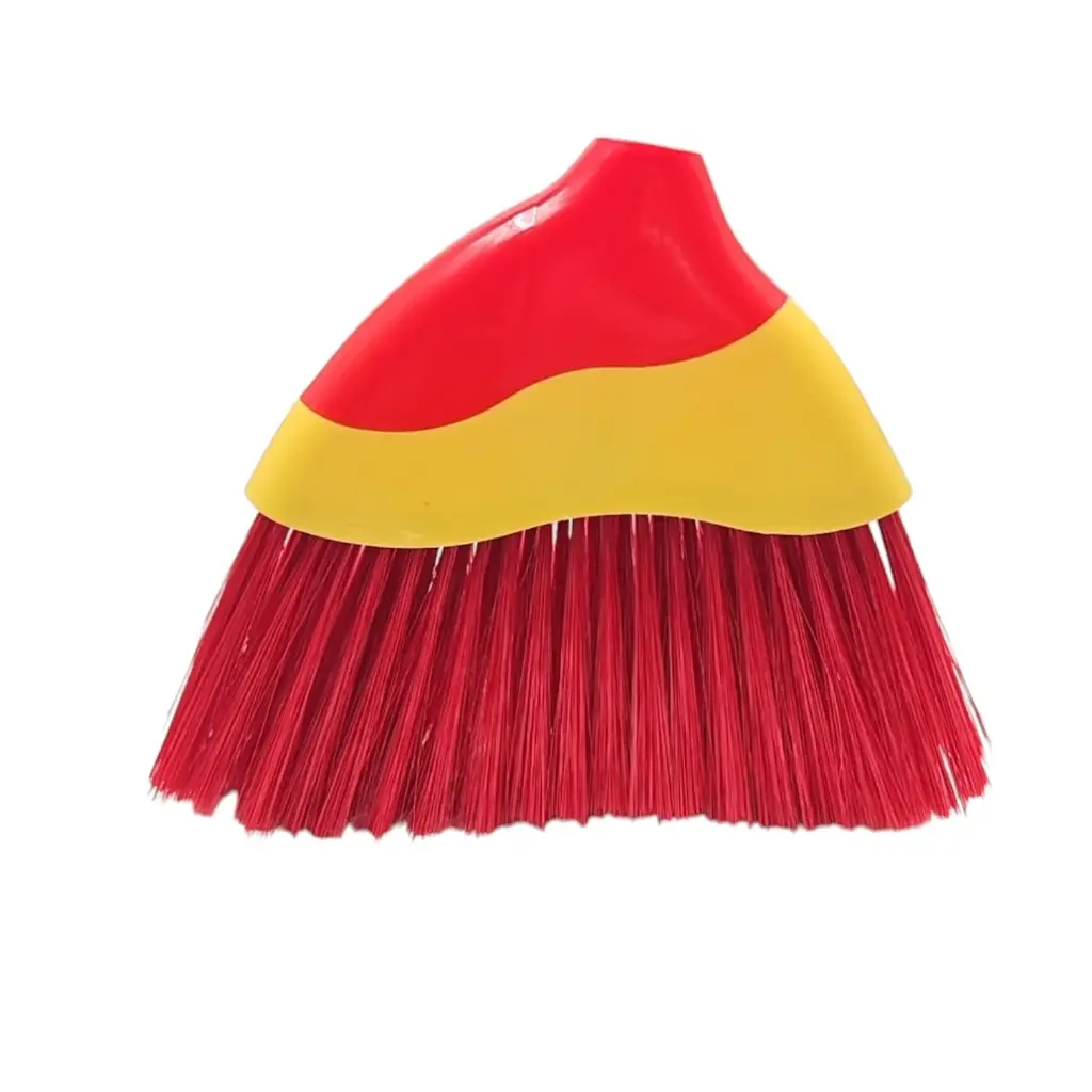 Curved Carpet Brush With Soft Bristles And White Metal Stick