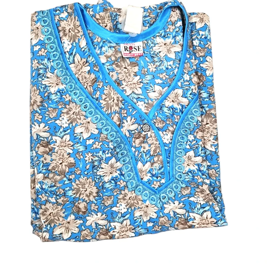 [IX2501196] Rose Half Sleeve Nighty Wear Maxi