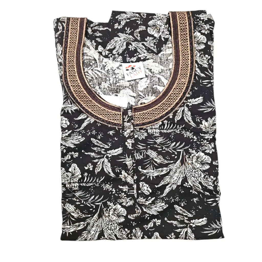 Fancy Lady Embroidery Neck Maxi 56