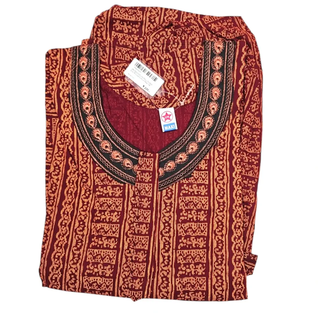 [IX2501210] UK Maxi Dotted Line Printed Cotton Maxi 56