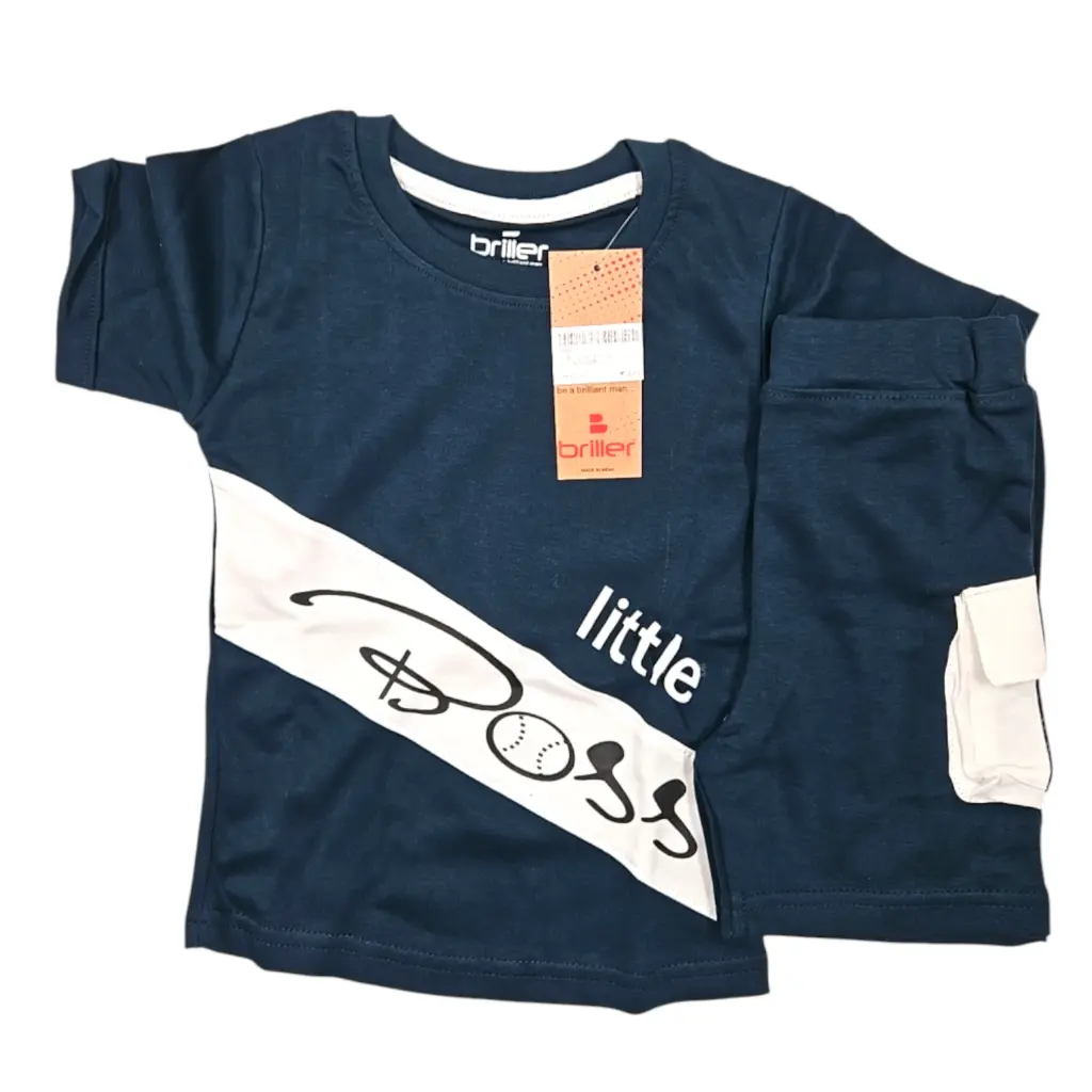 [IX2501278] Briller Little Boss Boys Shirt & Shorts Set (Blue)