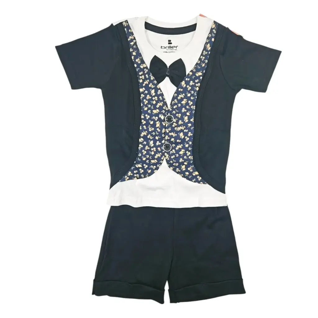 [IX2501281] Briller Boys Over Coat Shirt & Shorts Set XL (Blue)