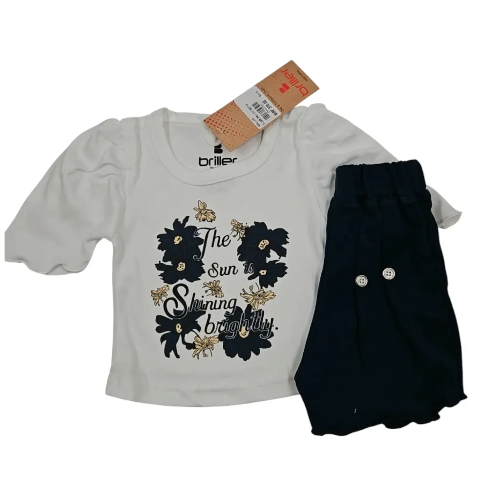 Briller Flower Print Girls Shorts & Shirt Set