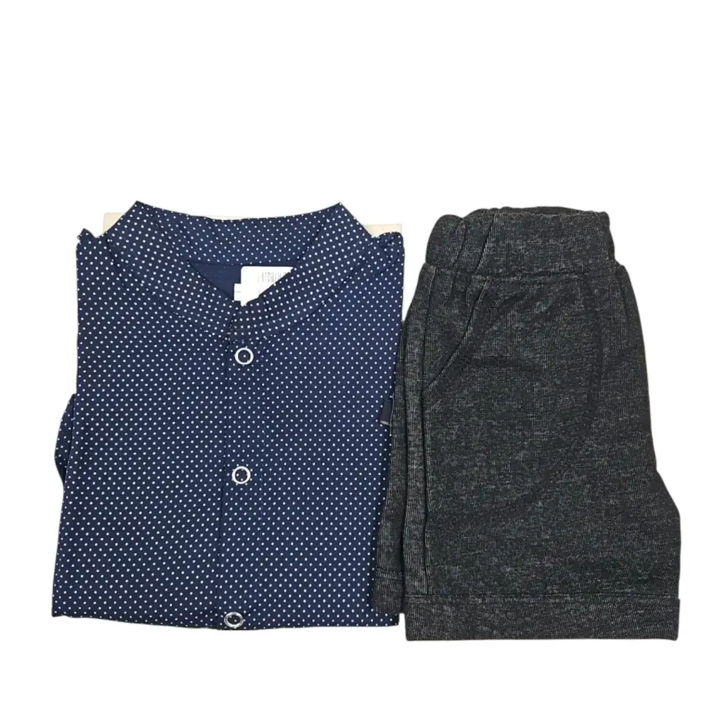[IX2501348] Boys Dotted Shirt With Shorts (Blue)
