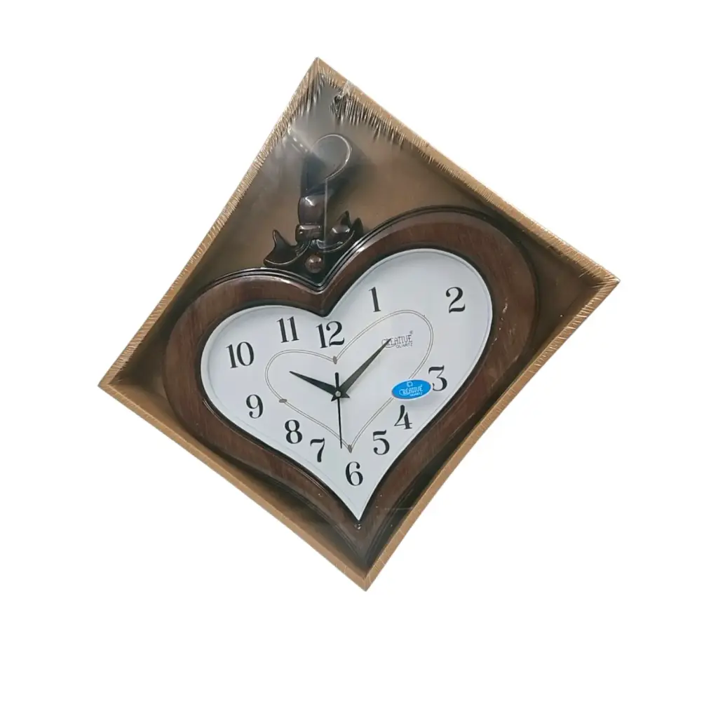 Creative Quartz Clock In Heart Frame 14" X 15"